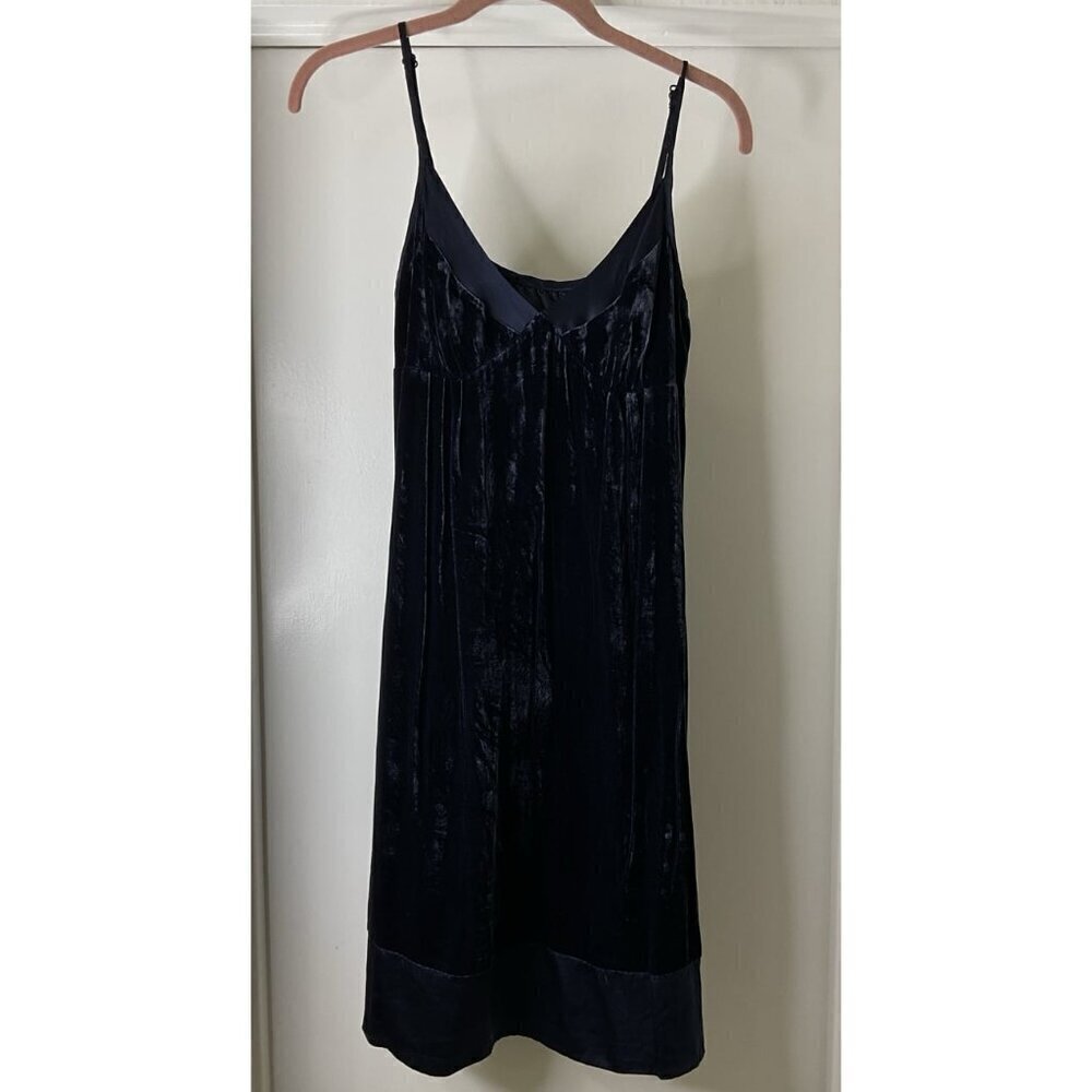 Gap Y2K Midnight Blue Velvet and Silk Baby Doll Dress Size 8